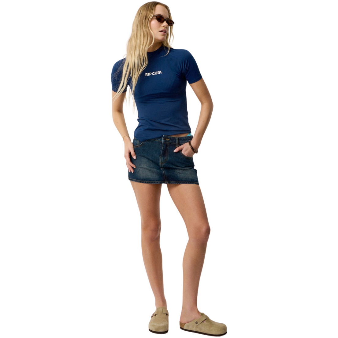 2026 Rip Curl Womens Classic Surf Short Sleeve UPF Rash Vest 17NWRV - Dark Navy